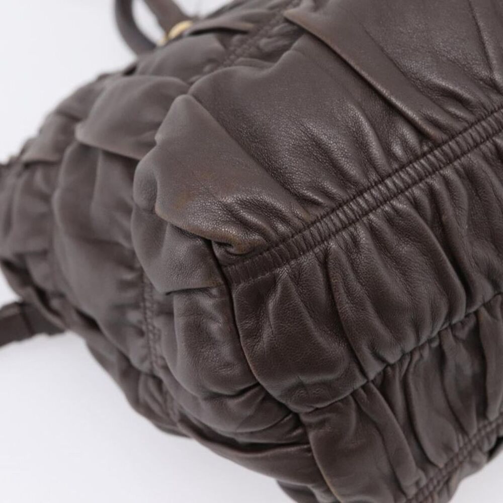 Prada Gaufre Nappa Leather Brown Leather Tote Bag Bag - Picture 12 of 16